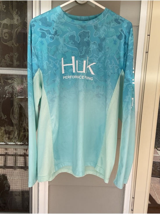 Huk Other - Hulk Shirt Men Top Large teal aqua Pullover Loose Performance Fishing Beach EUC